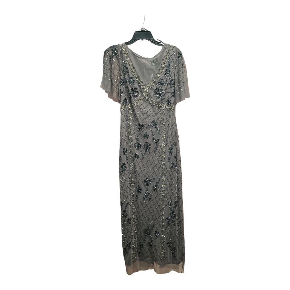 Adrianna Papell Gray Beaded Maxi Dress